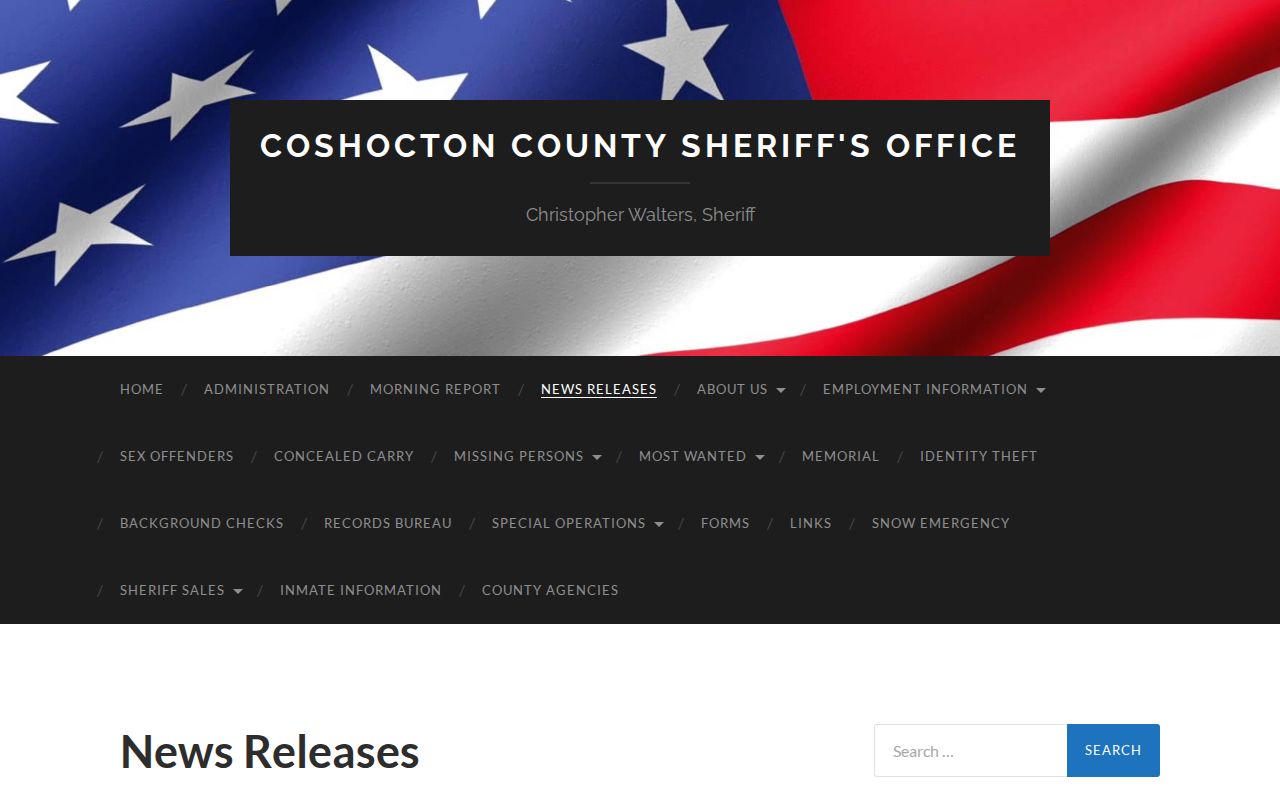Coshocton County Sheriff official arrest-record news-release source