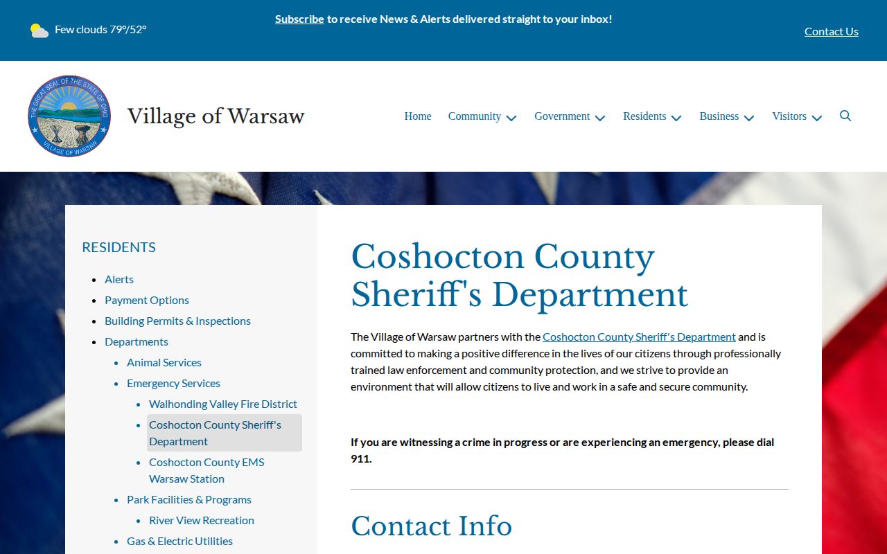 Coshocton County Warsaw Sheriff partnership record source page
